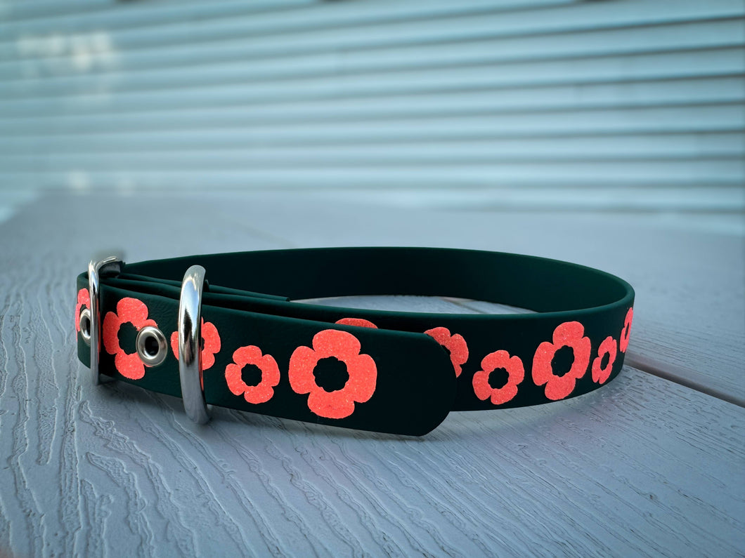 California Poppy Dog Collar — made with BioThane®